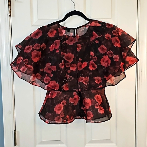 Floral Sheer Blouse Luxury Business Casual Business Wear Party Wedding - Picture 7 of 15